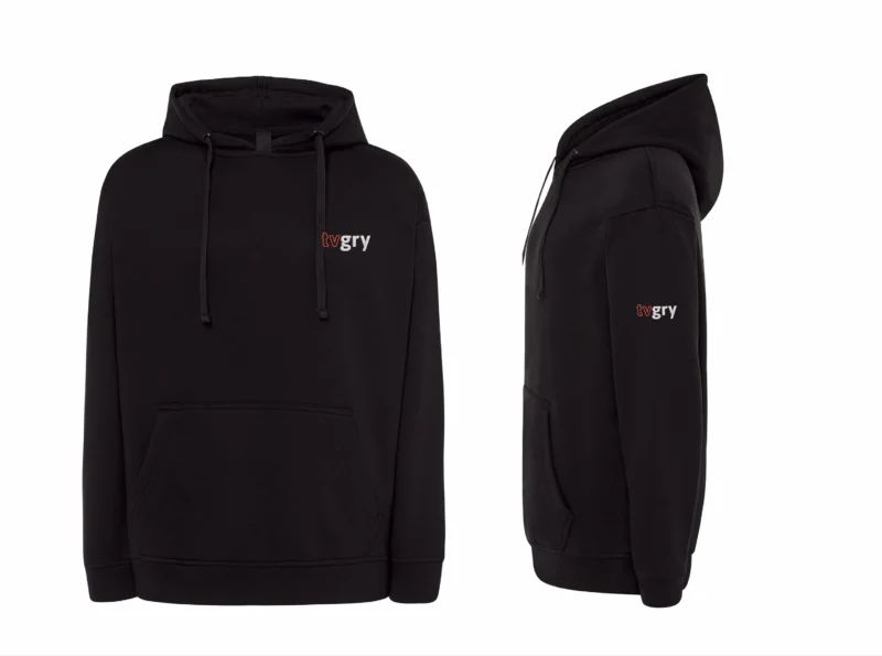 Bluza czarna – TVGRY serce [S-XXL] z personalizowaną metką (Twoje imię / ksywka)