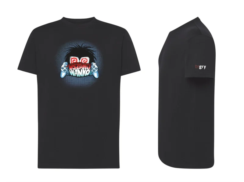 Koszulka czarna – uszanowanko [XS-XXL] z personalizowaną metką (Twoje imię / ksywka)