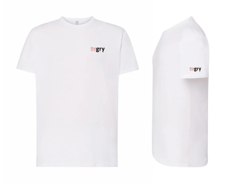 Koszulka biała serce TVGRY [XS-XXL] z personalizowaną metką (Twoje imię / ksywka)