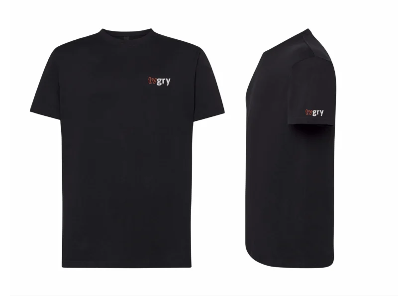 Koszulka czarna serce TVGRY [XS-XXL] z personalizowaną metką (Twoje imię / ksywka)